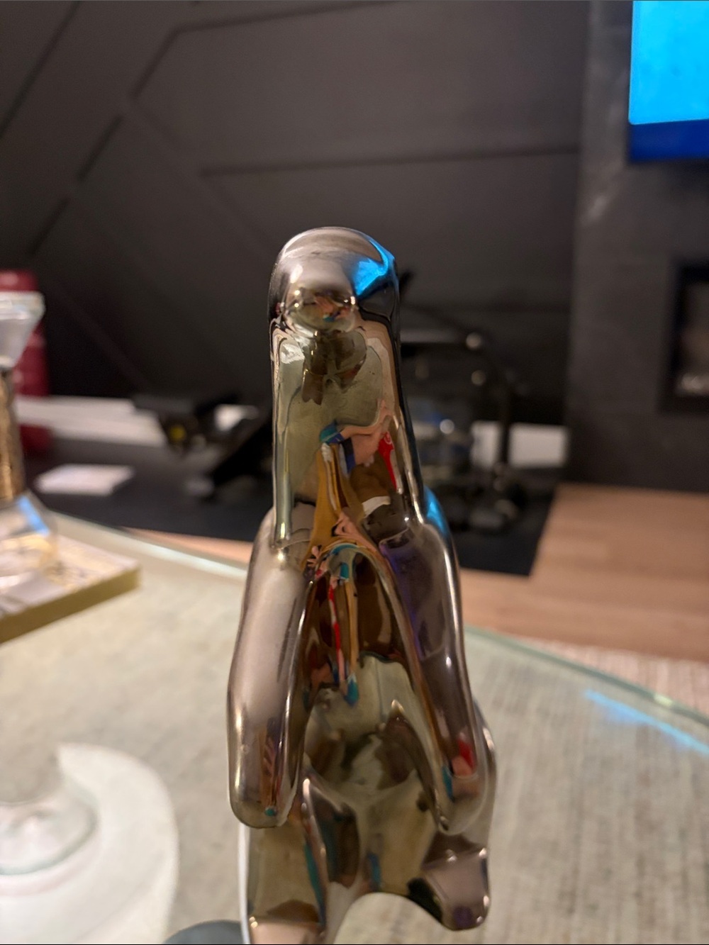Reflective Metallic Penguin Sculpture - Silver Home Art Accent